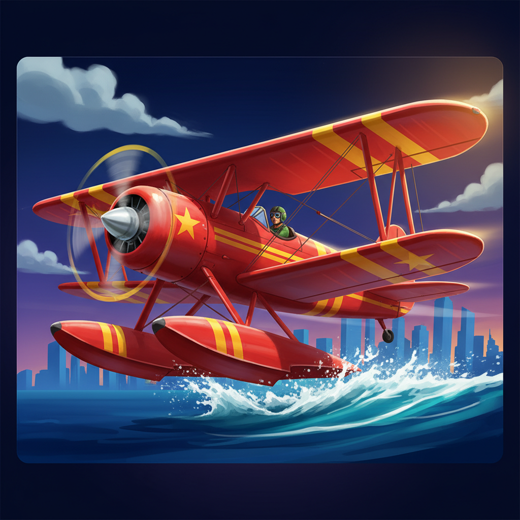 Biplane with pontoons for safe landing